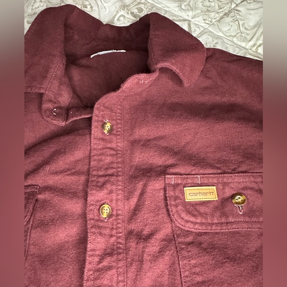 Carhartt Maroon Button Down 100% Cotton - Picture 2 of 9